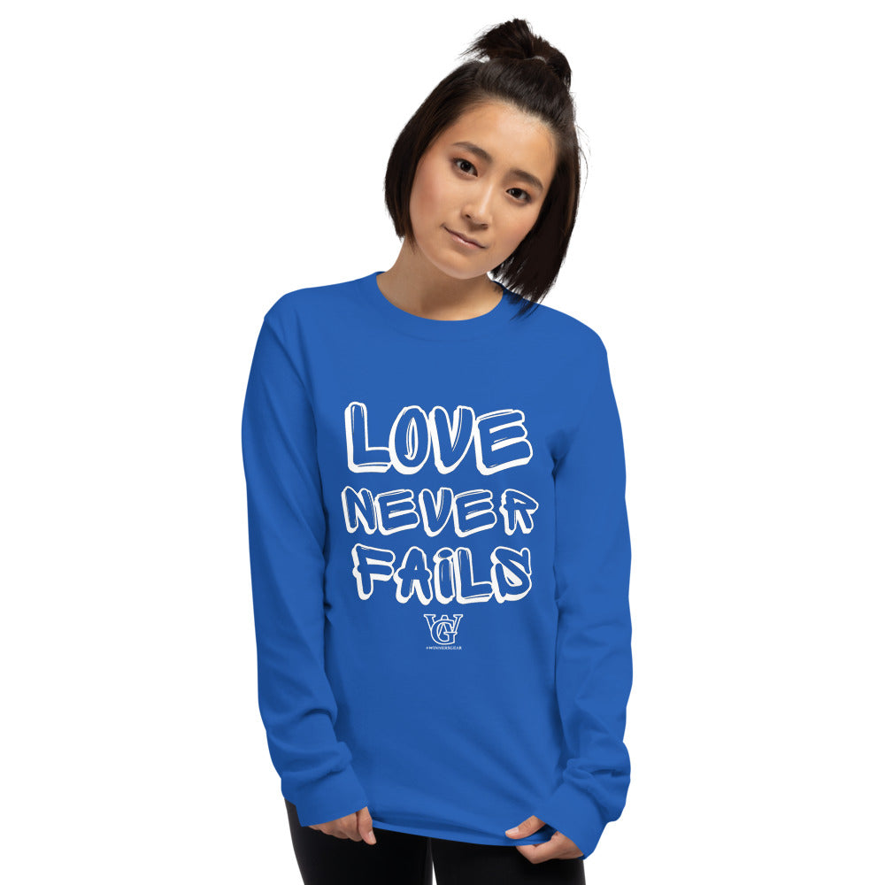 Love Never Fails - Blue Long Sleeve Shirt